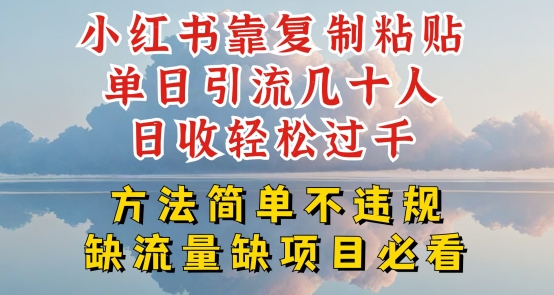 小红书靠复制粘贴单日引流几十人目收轻松过千，方法简单不违规-北少网创