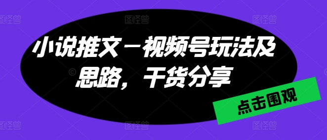 小说推文—视频号玩法及思路，干货分享-北少网创